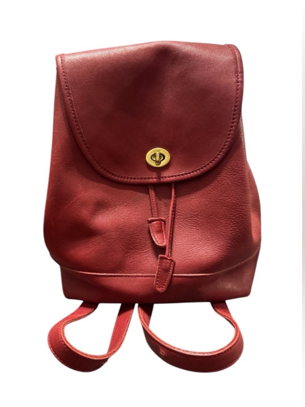 Coach Red Leather Backpack with Gold Hardware
